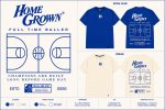 Full Time Baller tee design sheet with the Home Grown basketball court graphic in royal blue and cream