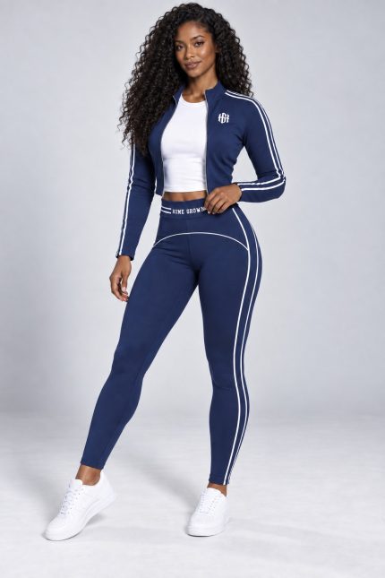 Home Grown Track Set in navy, three-quarter view