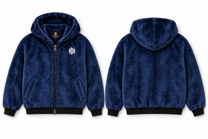 Legacy Zip men's royal blue faux fur zip hoodie, front and back