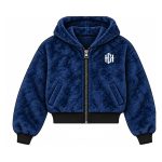 Legacy Zip women's cropped royal blue faux fur zip hoodie, front